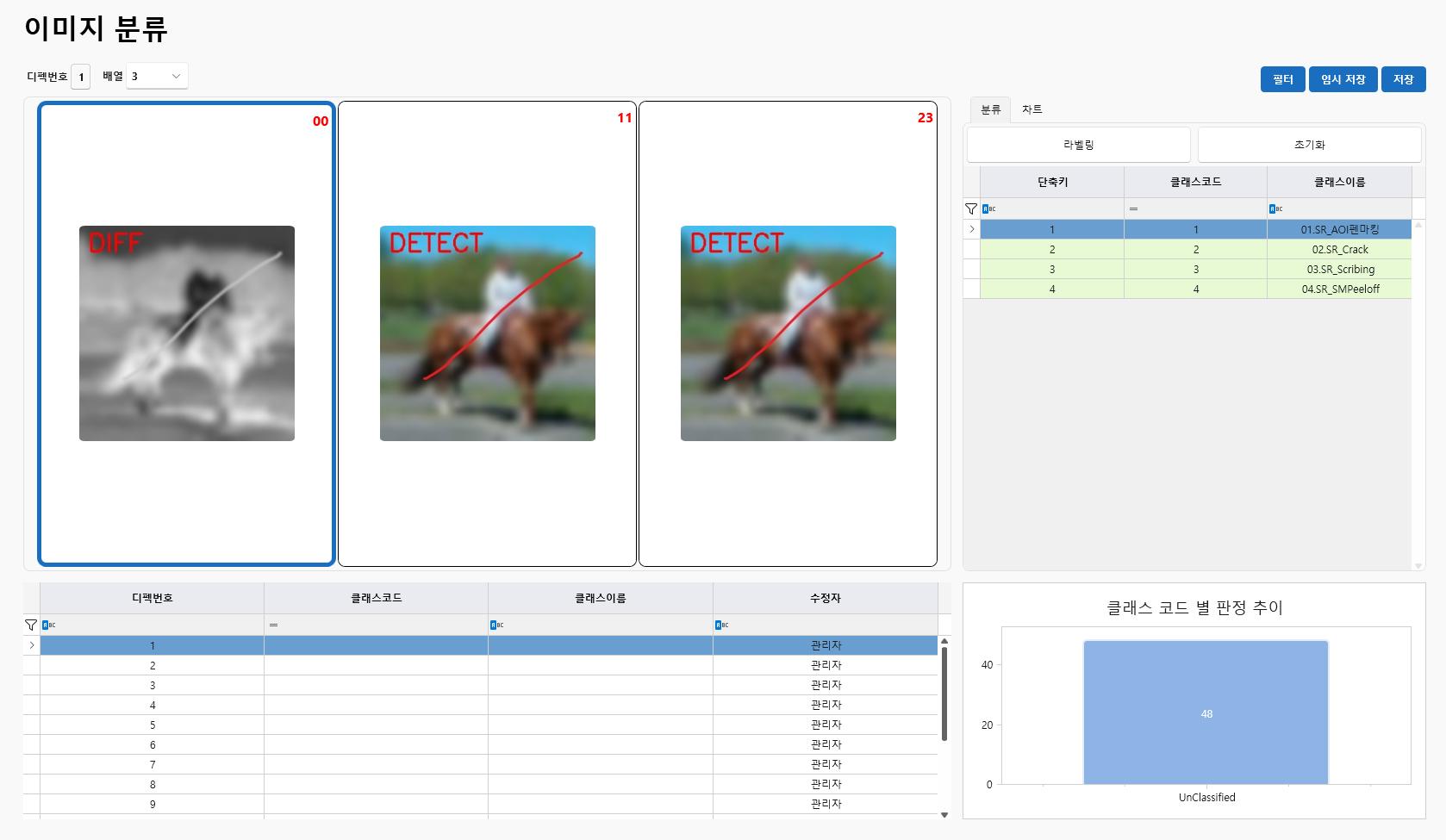이미지 분류 화면